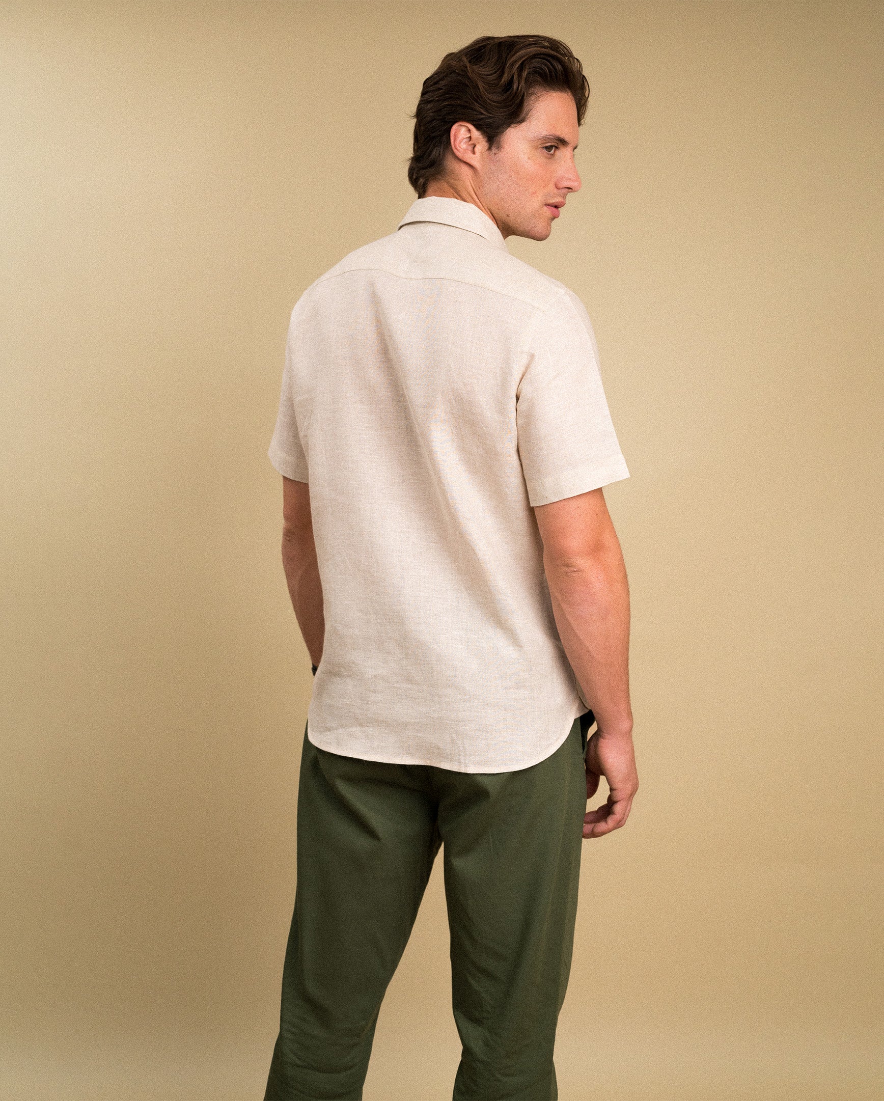 Rifle green chino pants back view — Encino slim fit, tapered leg | Palma Camisería